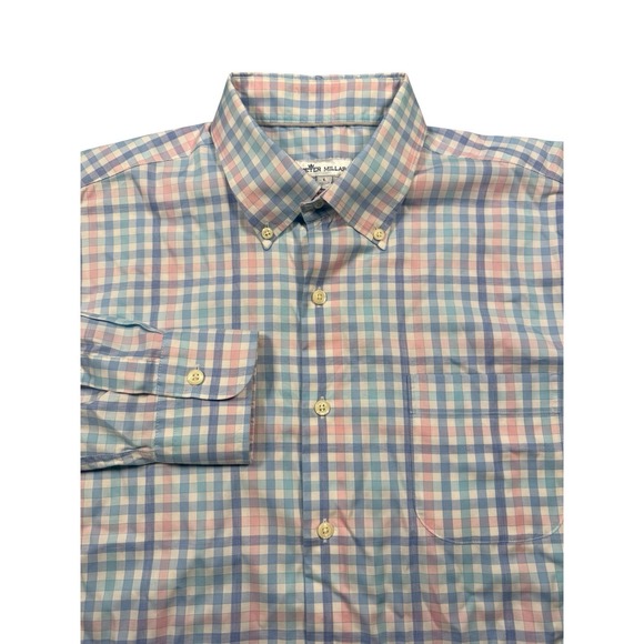 Peter Millar Other - Peter Millar Button Down Men's Large Blue Multicolor Pastel Gingham Check Shirt